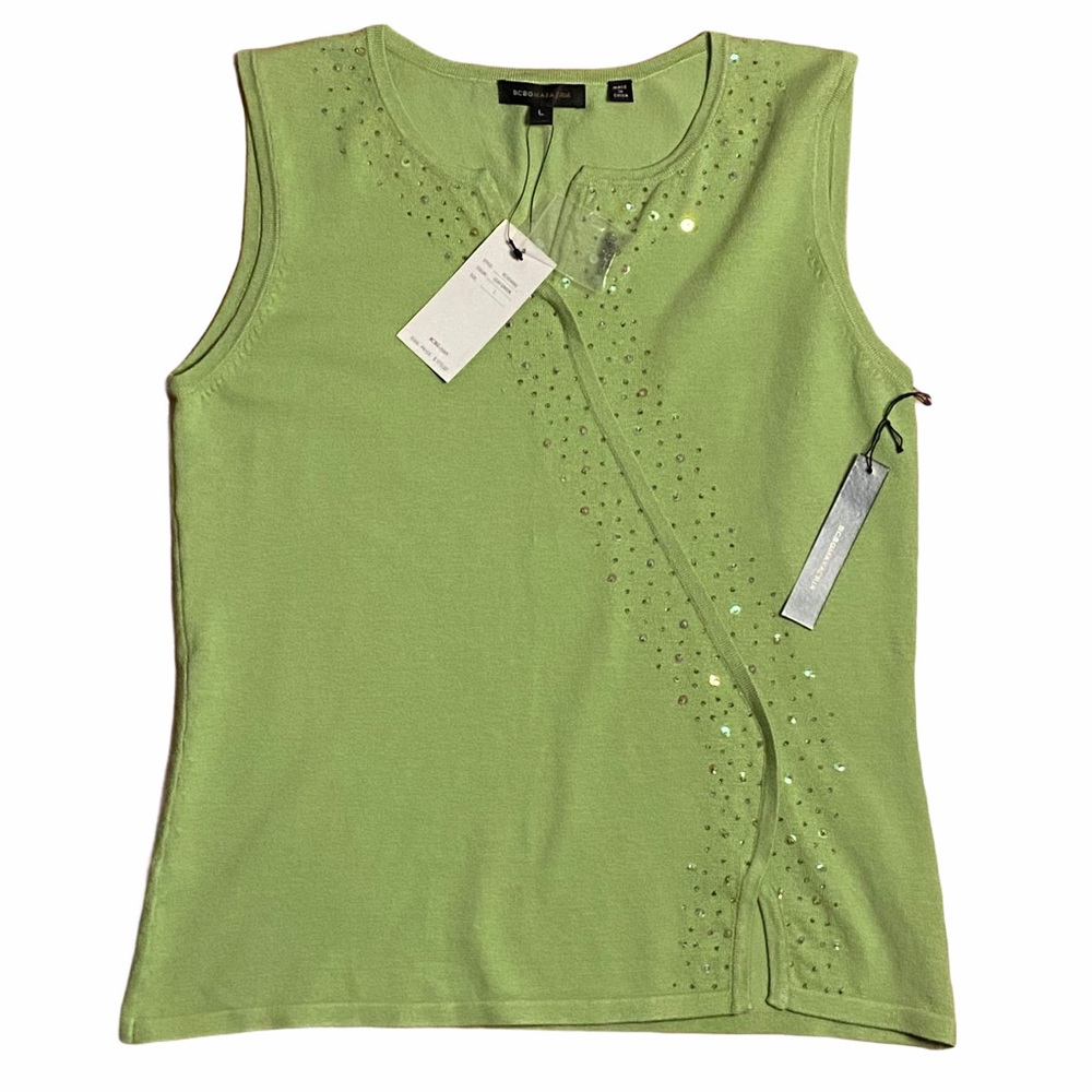 NWT BCBGMaxazria Leaf Green Sleeveless Shirt